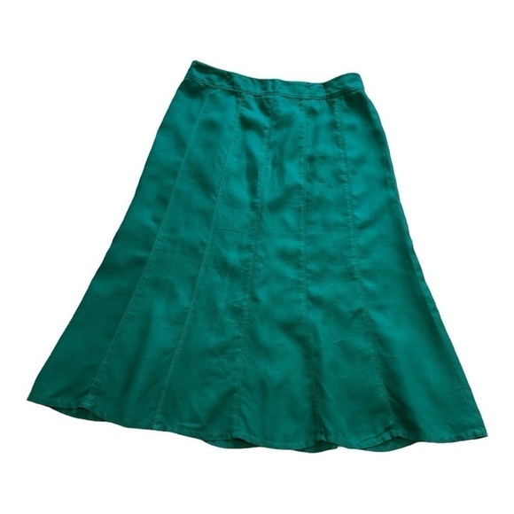 Olsen Green Linen Panelled A-Line Scalloped Hem Maxi Skirt - Size 14 - Picture 2 of 10